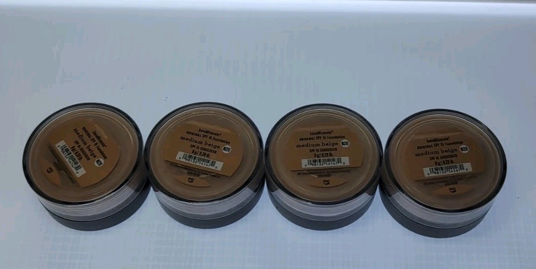 "LOT OF 4" bareMinerals Foundation Original Medium Beige N20 SPF 15 8g/0.28 Oz.
