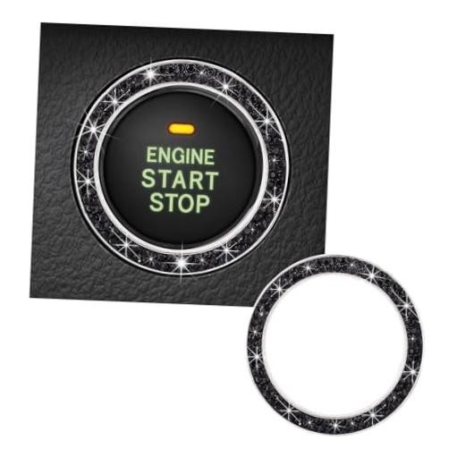 Kewucn Bling Crystal Double Rhinestone Car Engine Start Decoration 1 PC Black1