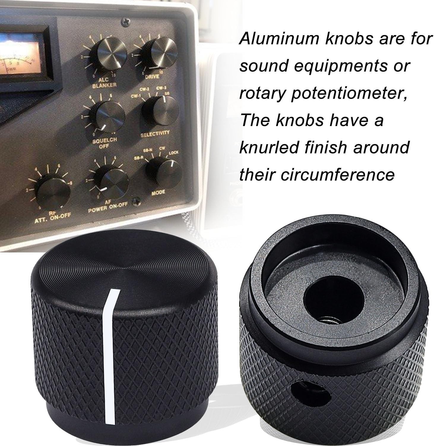 Compact Anodized Aluminum Rotary Knobs, 2pcs Volume & Switch Control - 20mm