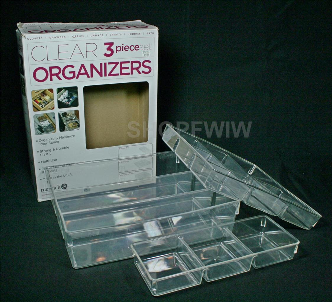 Merrick Clear Organizers 3-Pc Home Organization Set