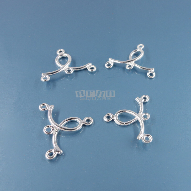 4 Solid Sterling Silver Chandelier / Multi 3 Strand End Bar Connectors #44305