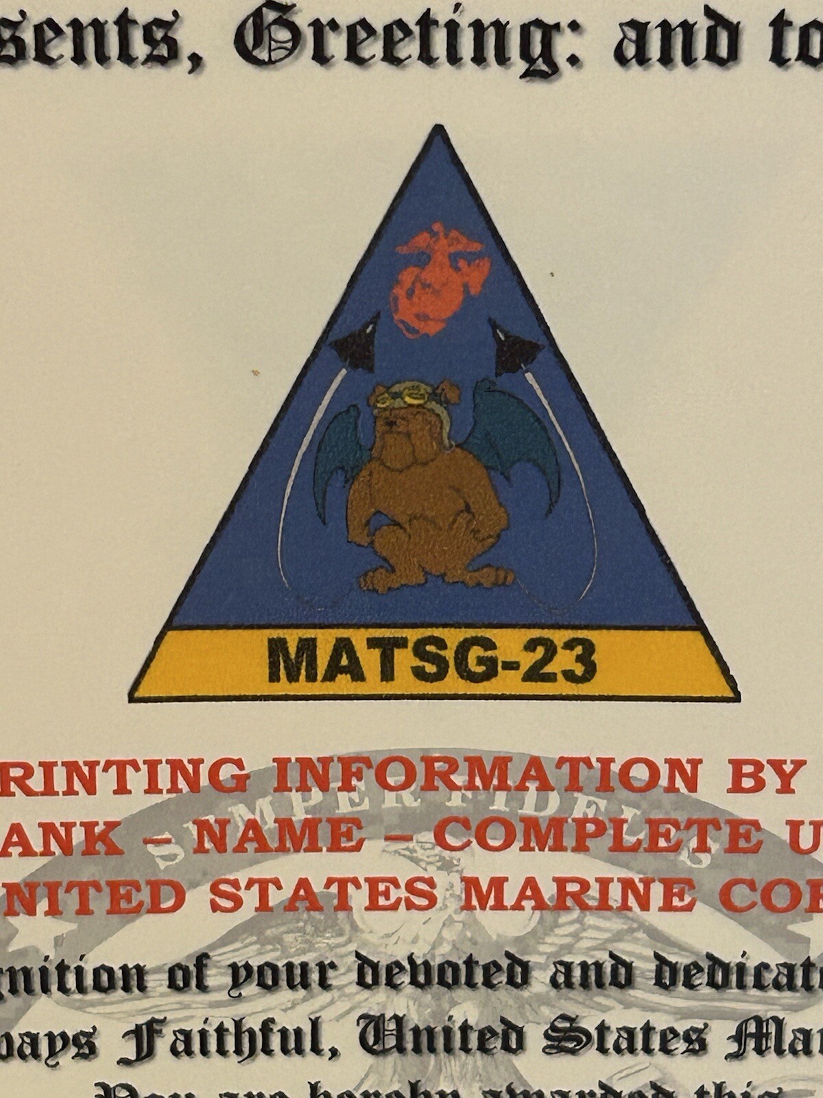 U.S.M.C. / AVIATION TRAINING SUPPORT GROUP 23 - SUPERIOR COMMENDATION AWARD