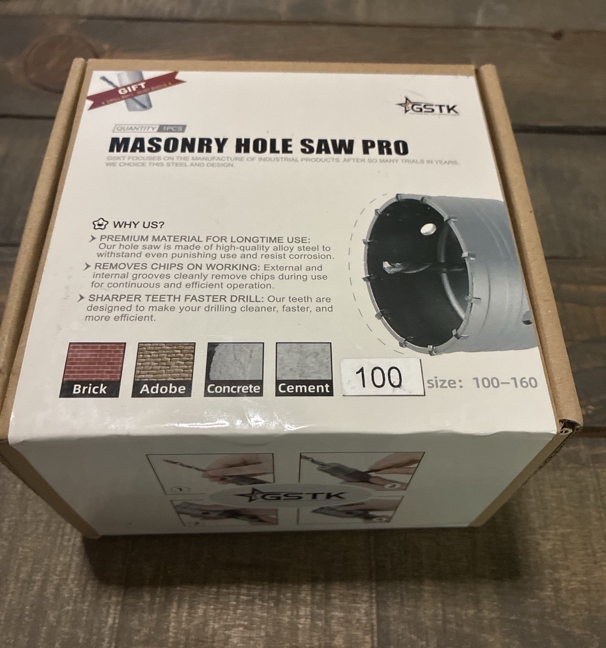 GSTK Masonry Hole Saw Pro 100mm Concrete Brick Cement Drill Cutter New
