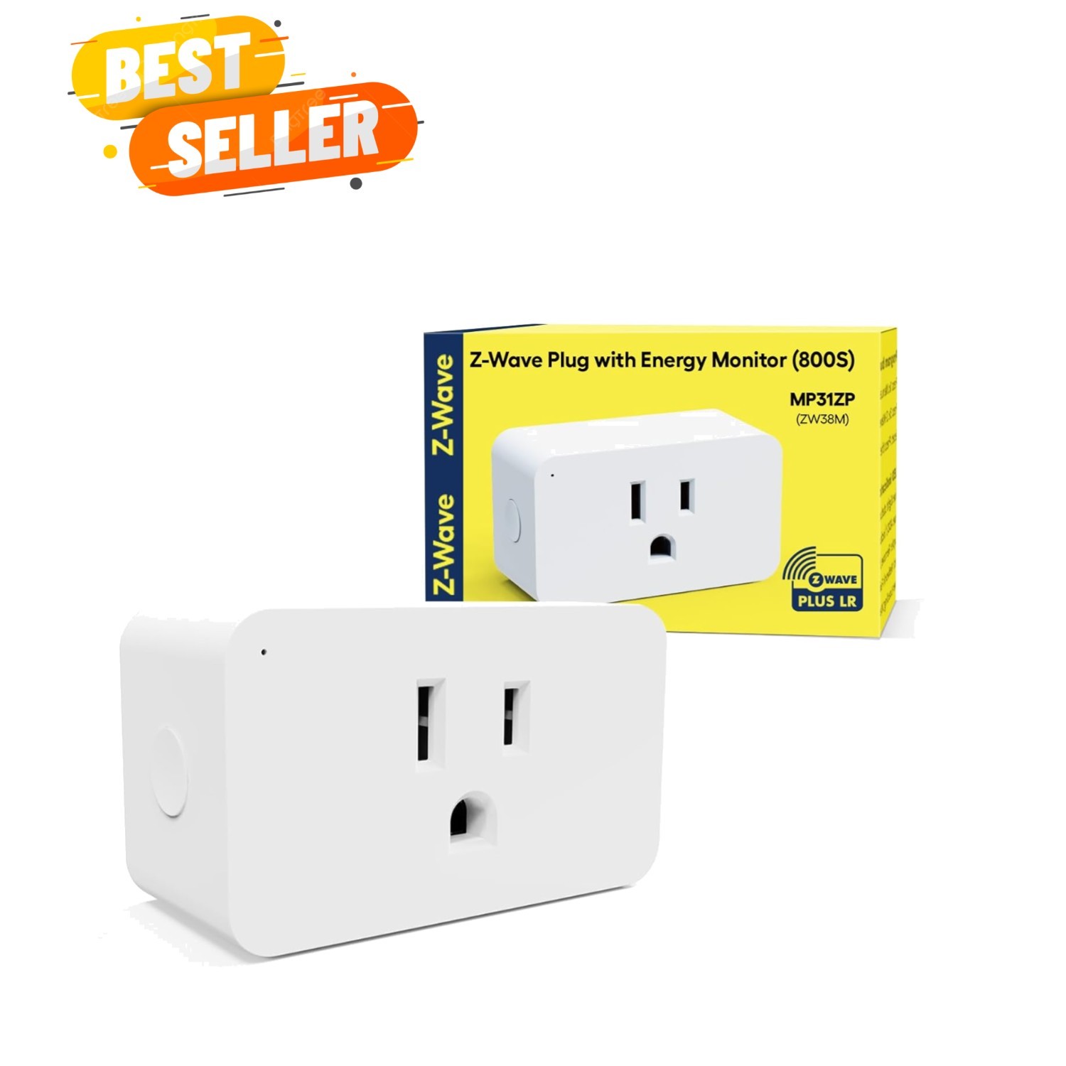 Zwave Plug, 800 Series with Energy Monitoring, Power Meter Z-Wave Outlet Swit...