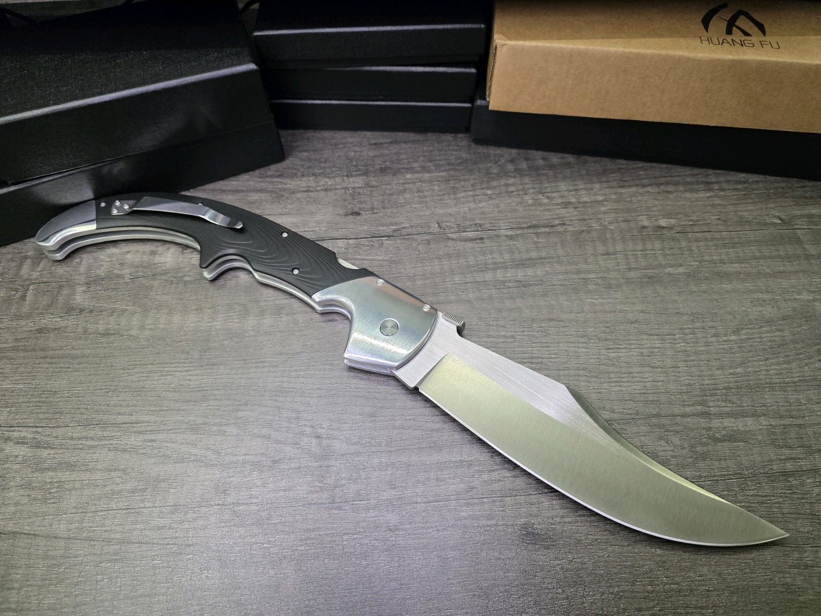 Huang Fu 17" Big Folding Clip Point Knife S35VN Steel, Aluminum & Nylon Handle