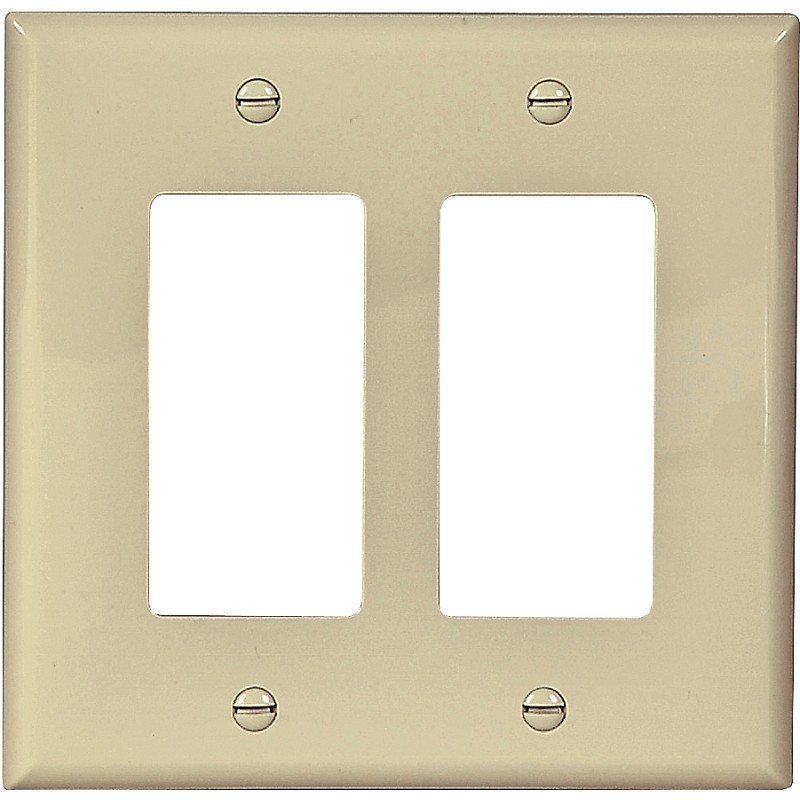 Eaton Wiring Devices PJ262V Wallplate, 4-1/2 in L, 4.56 in W, 2 -Gang, Polycarbo