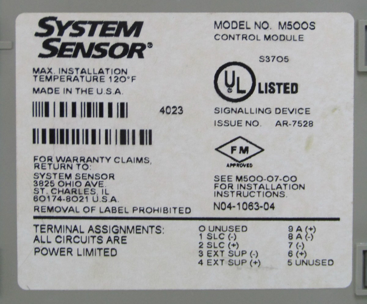 🙌 SYSTEM SENSOR CONTROL MODULE M500S-FLAW