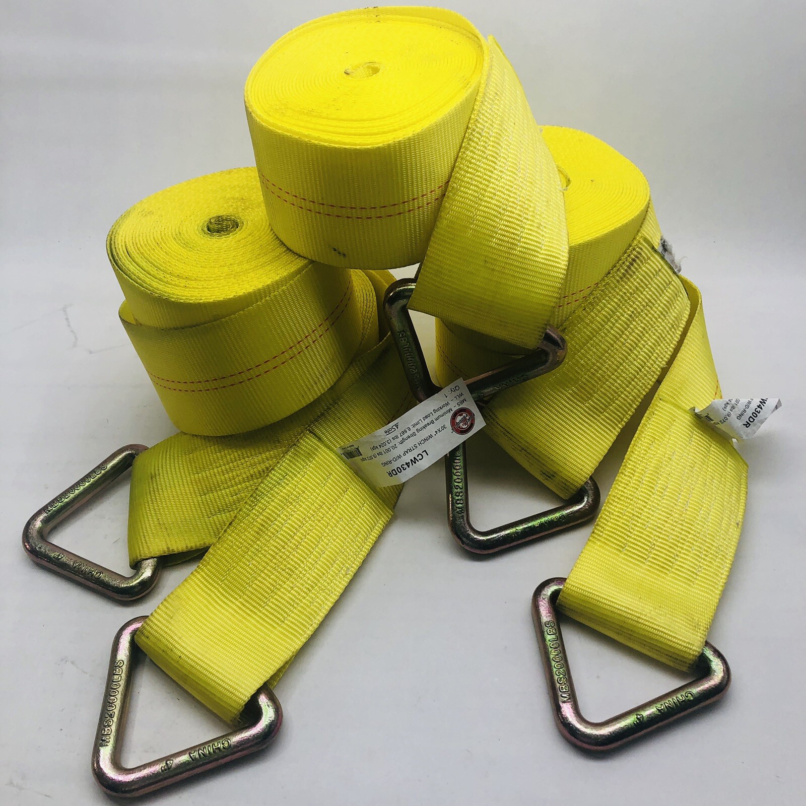 LOT OF 5 WORLDWIDE LCW 430DR 30"X 4" WINCH STRAP W/D-RING MBS MINIMUM  BREAKING