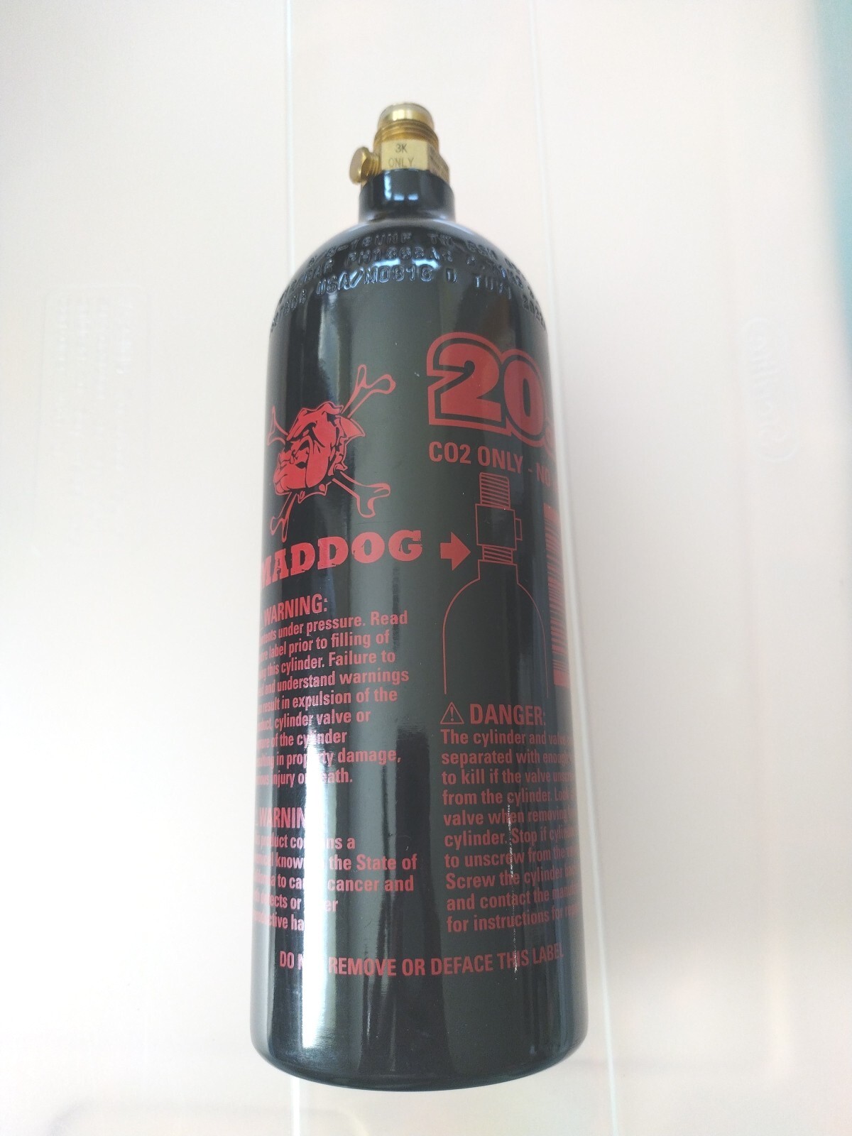 Maddog 20 Oz Refillable Aluminum CO2 Paintball Tank
