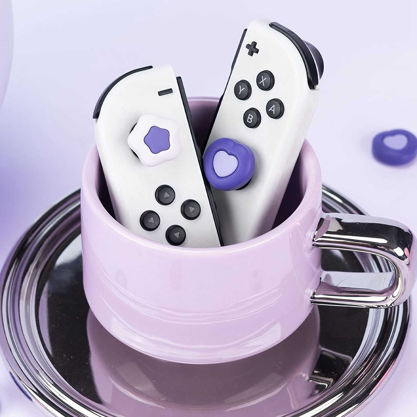 GeekShare Silicone Thumb Grip Caps for Nintendo Switch /OLED/Lite Wing Star Dark