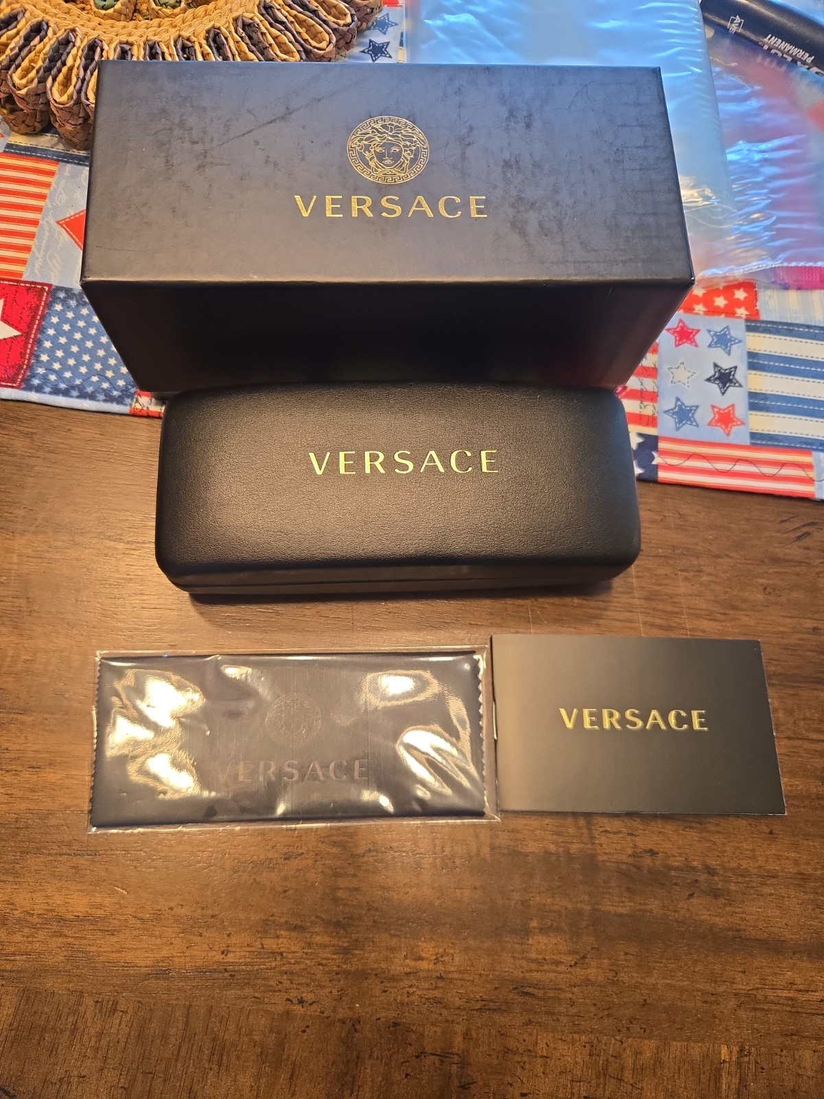 VERSACE Authentic Hard Eyeglasses Case in Black with Box/Booklet/Cleaning Cloth