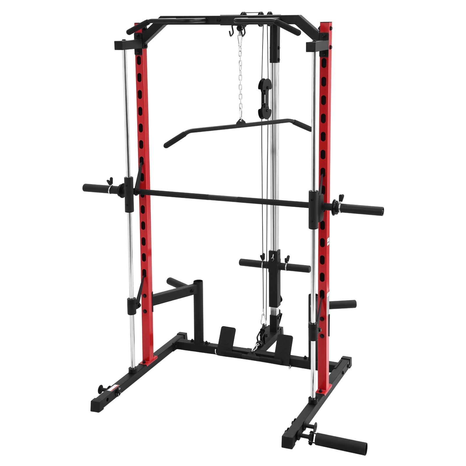 Smith Machine, Multi-Function Power Cage w/ Lat Pull Down System Workout Machine
