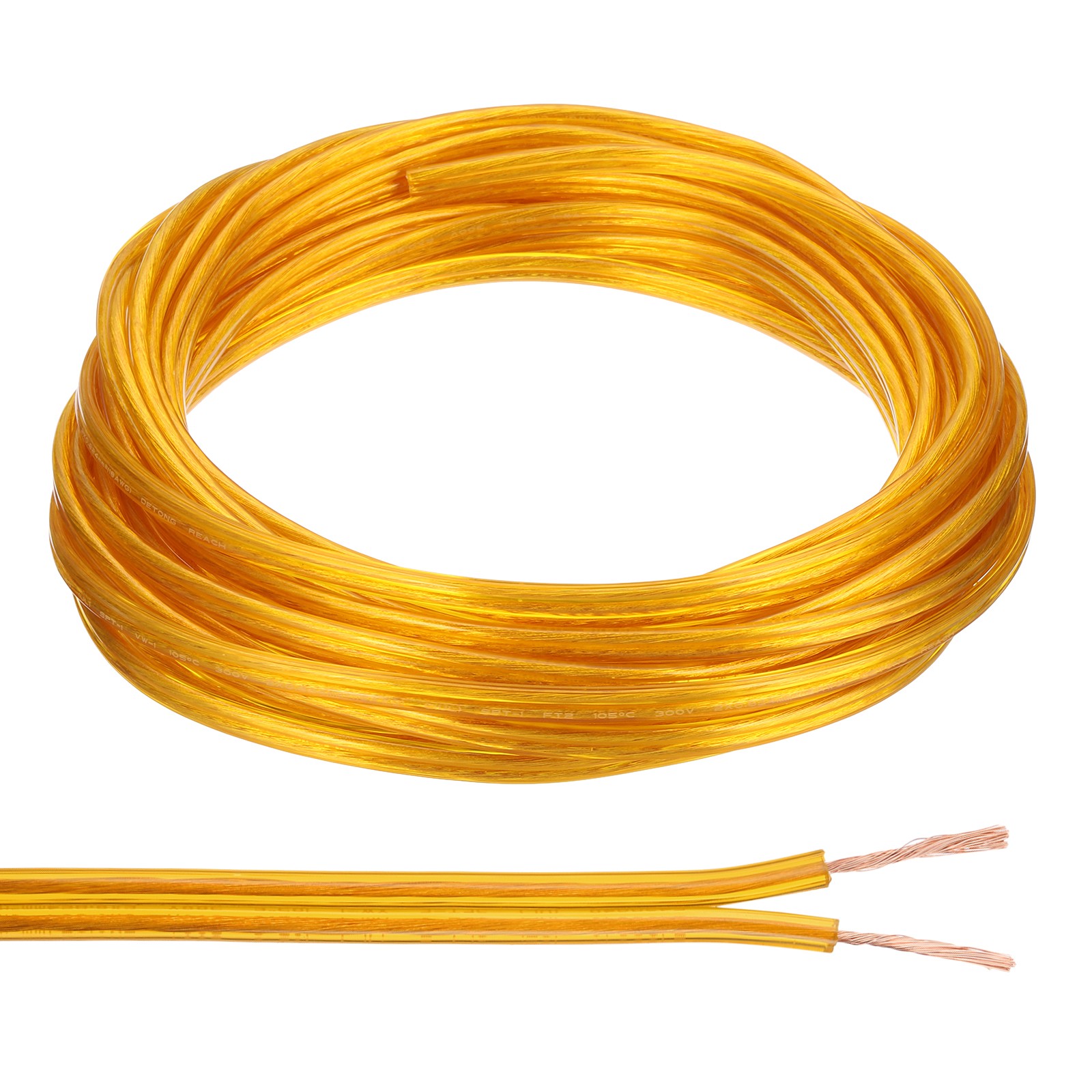 25Ft 18/2 PVC Covered Wire, SPT-1 UL Listed Copper Electronic Wire, Golden