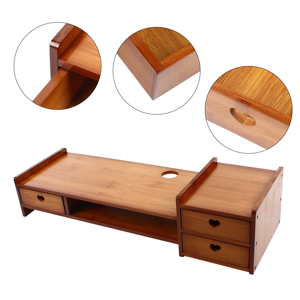 Computer Monitor Laptop Riser Desktop Organizer Space Saver 2 tier with 3 Drawer