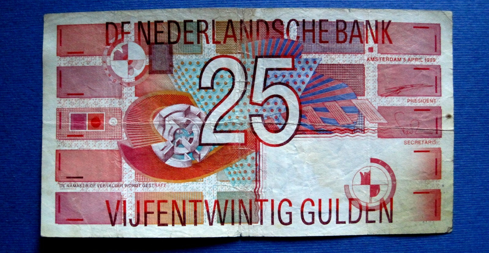Netherlands – 25 Gulden Banknote, Amsterdam 5 April 1989