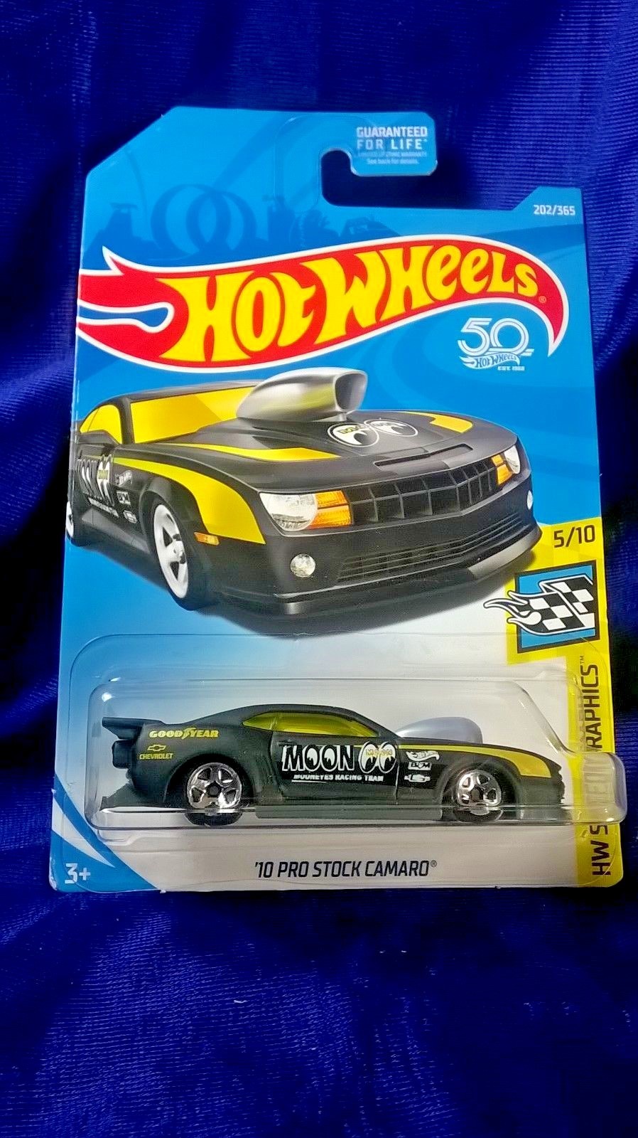 Hot Wheels '10 Pro Stock Camaro Moon Eyes Black HW Speed Graphics #5/10 Diecast