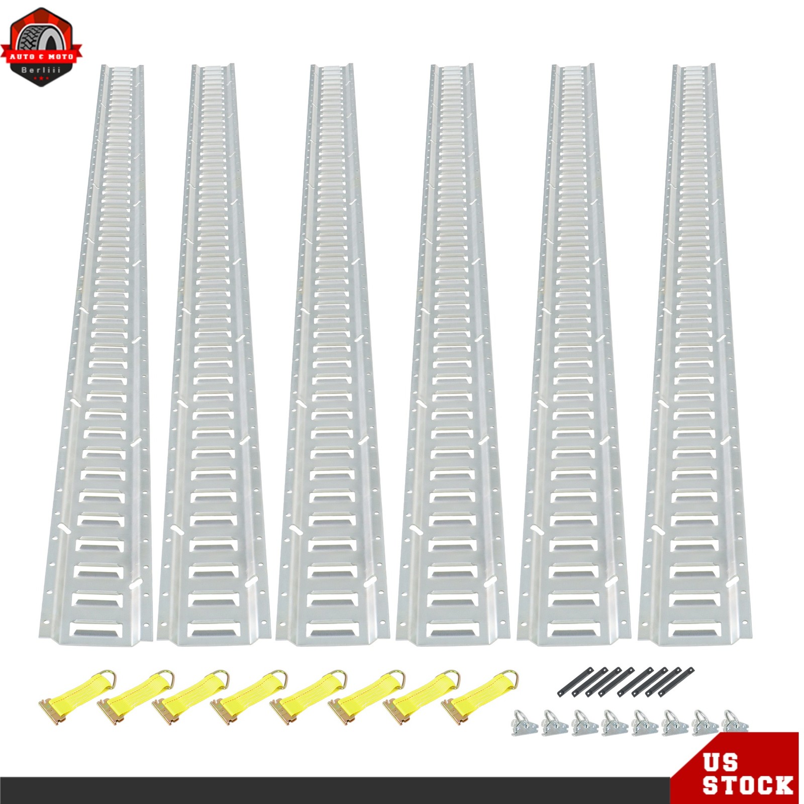 8' E Track Tie Down Enclosed Trailer 30 Pack With End Caps Straps Rings For ATV
