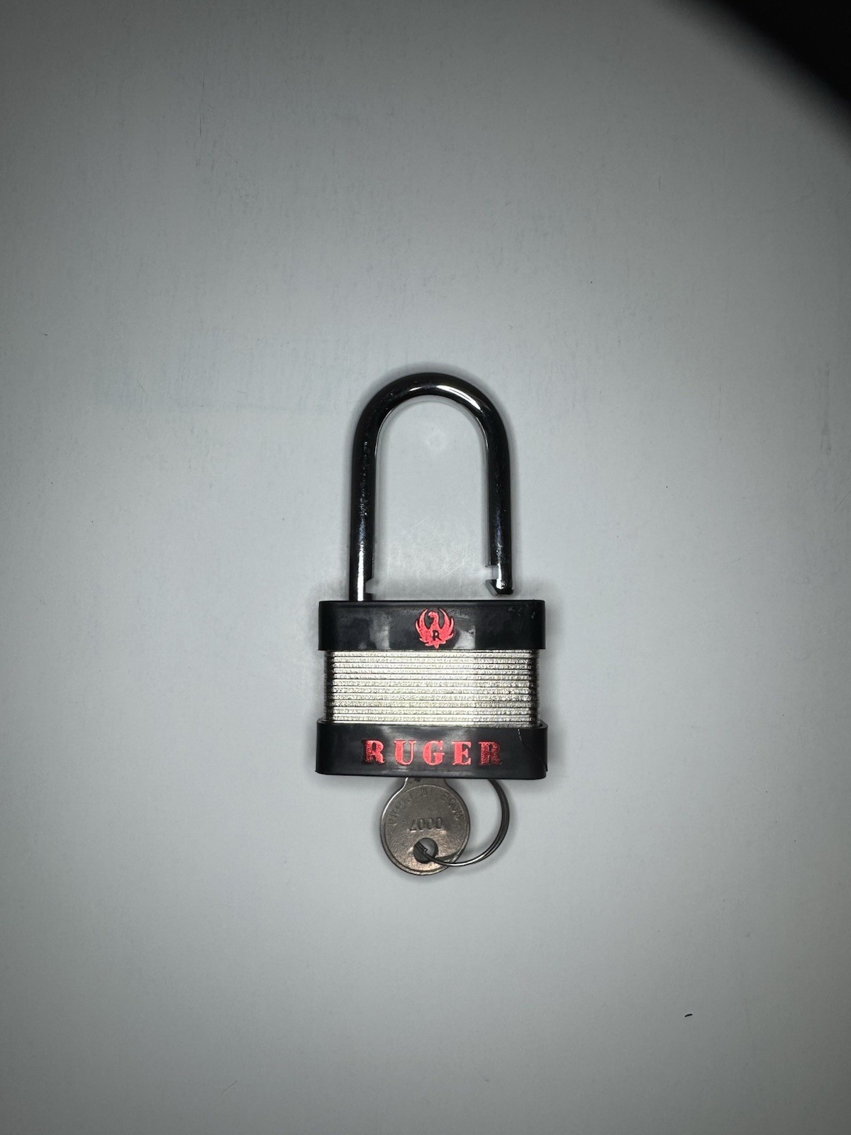 Ruger Lock with 1 Key #5015NV 1767 Regal Black & Silver plastic cover cracked