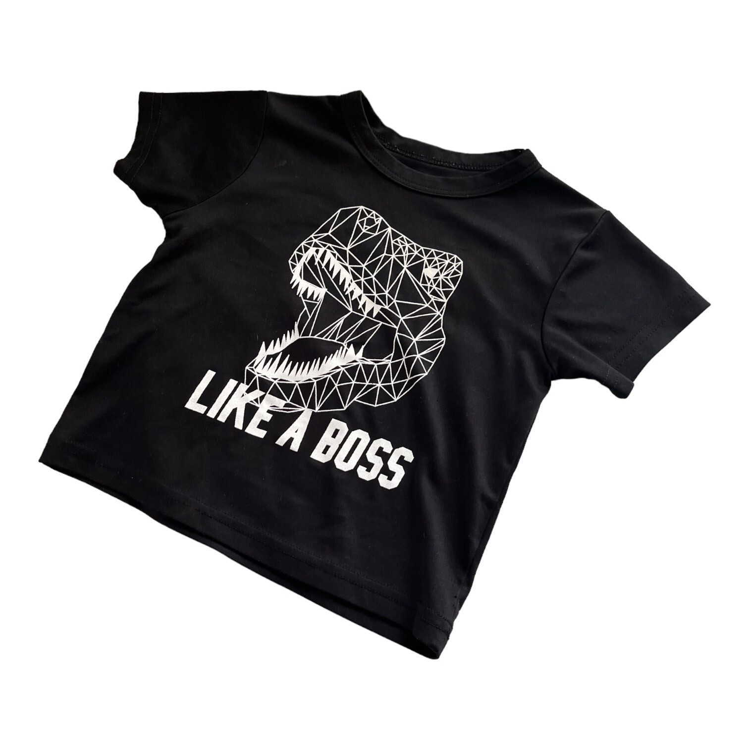 NM Sport Boys 12-18 M black Dinosaur graphic sweatshirt short sleeve polyester