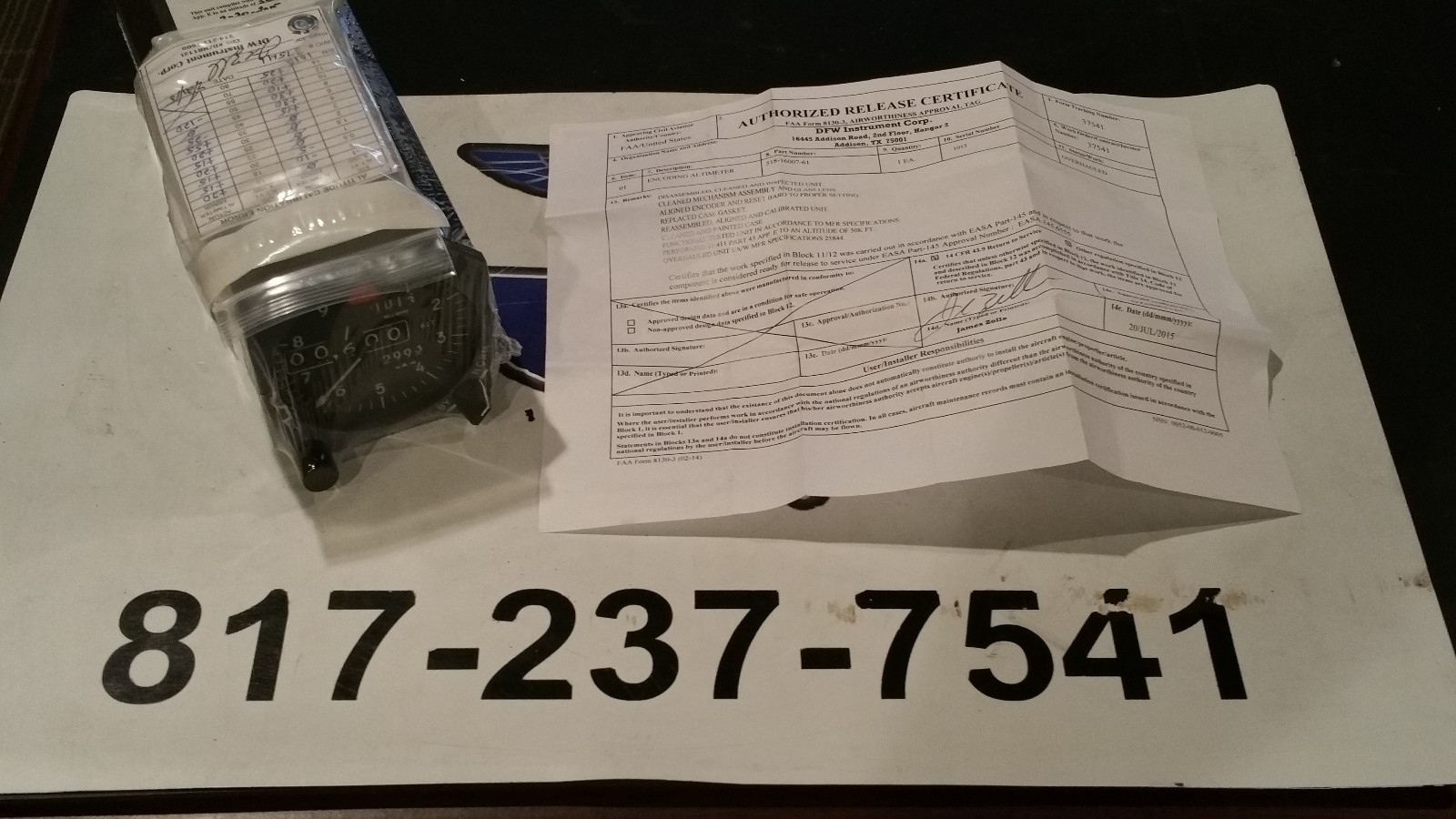 ENCODING ALTIMETER, 16007161, 518-16007-161, fresh 8130 1/15