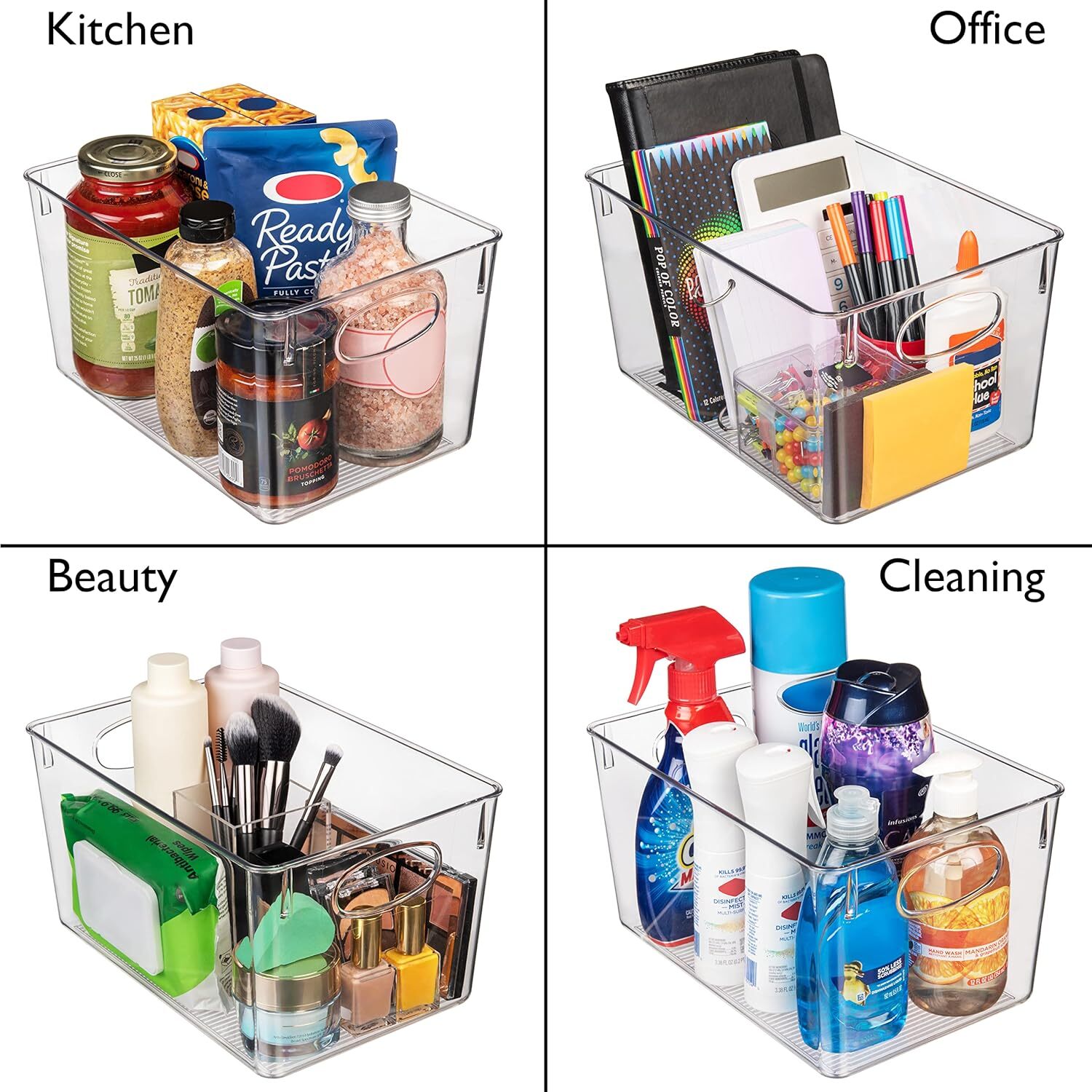 Plastic Storage Boxes with Lids - Perfect for Sideboard Organization - 8-Pack
