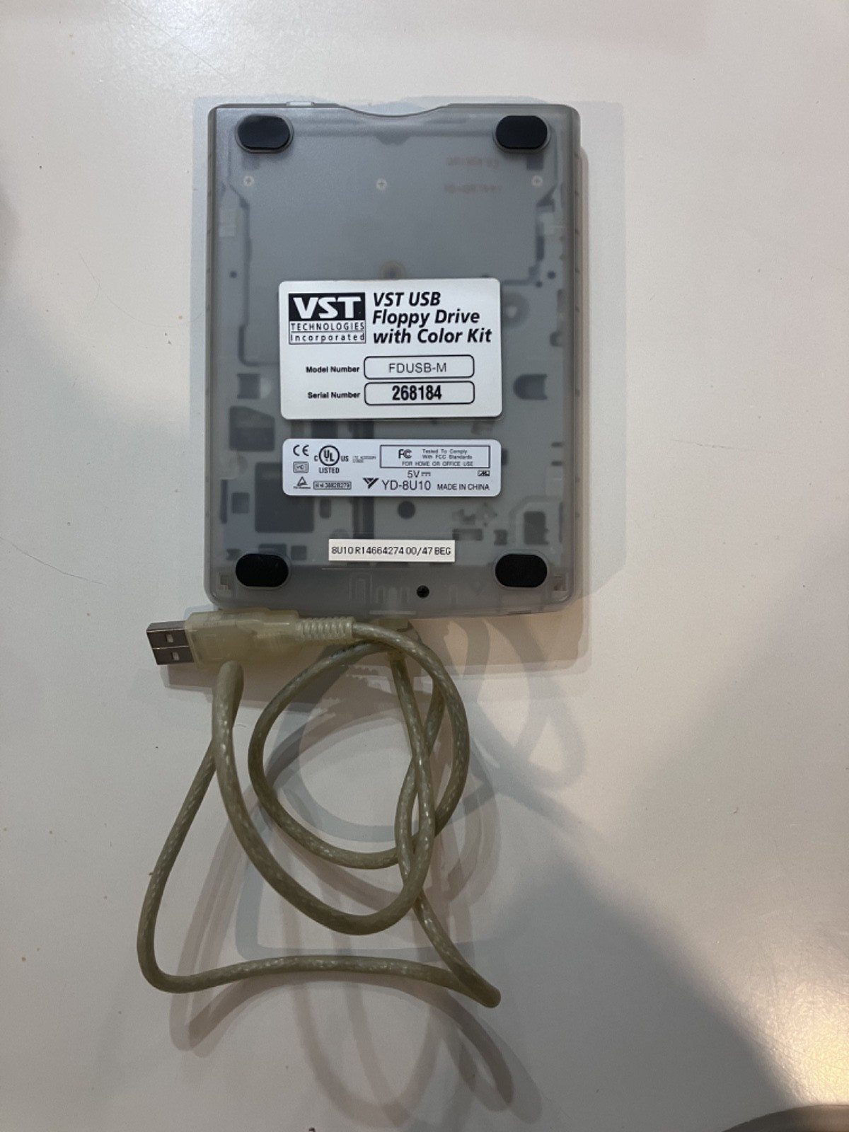 VST Technologies USB 3.5" Floppy Disk Drive FDUSB-M/YD-8U10 -Untested