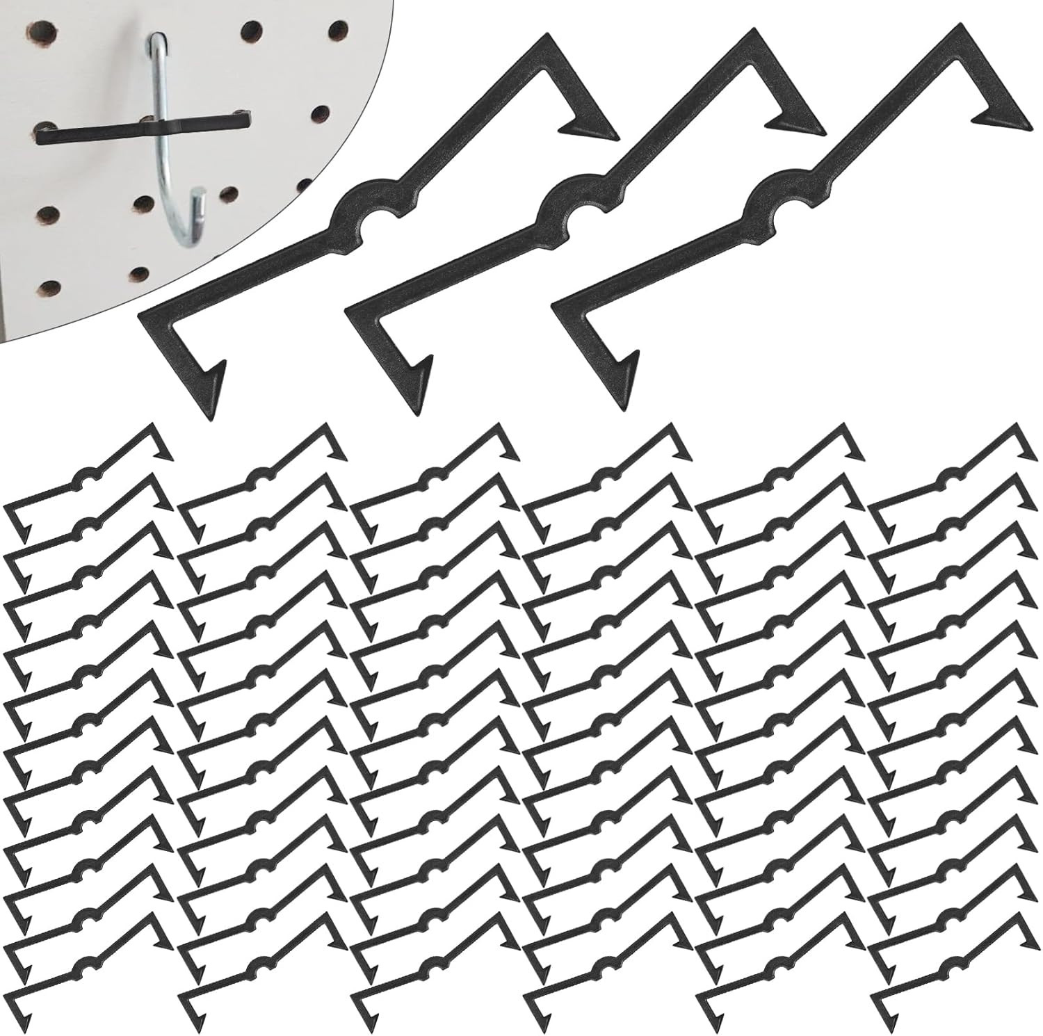 Black Peg Locks Plastic Pegboard Hook Locks Pegboard Display Hook Organizer Fixe