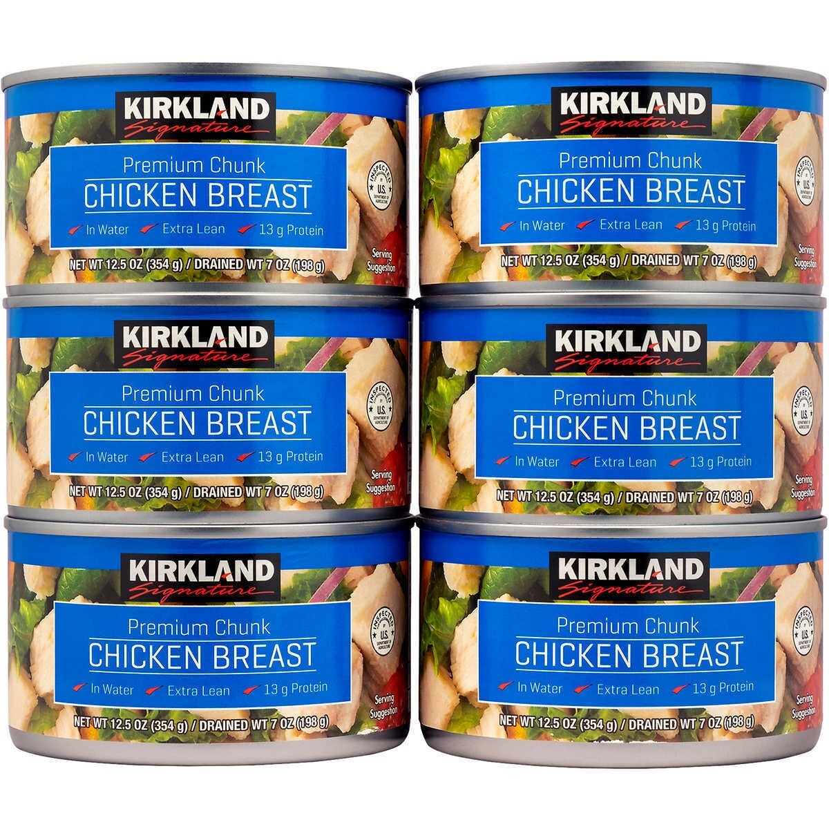 Kirkland Premium Chunk Chicken Breast Packed in Water 12.5oz (Pack of 6)~10/2027