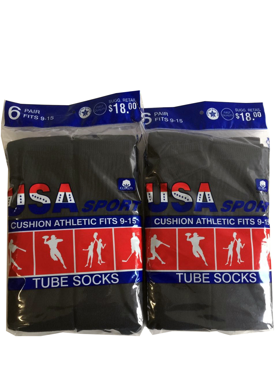 12 Pairs New Mens Cotton Athletic Sports TUBE Socks 9-15 Made In USA