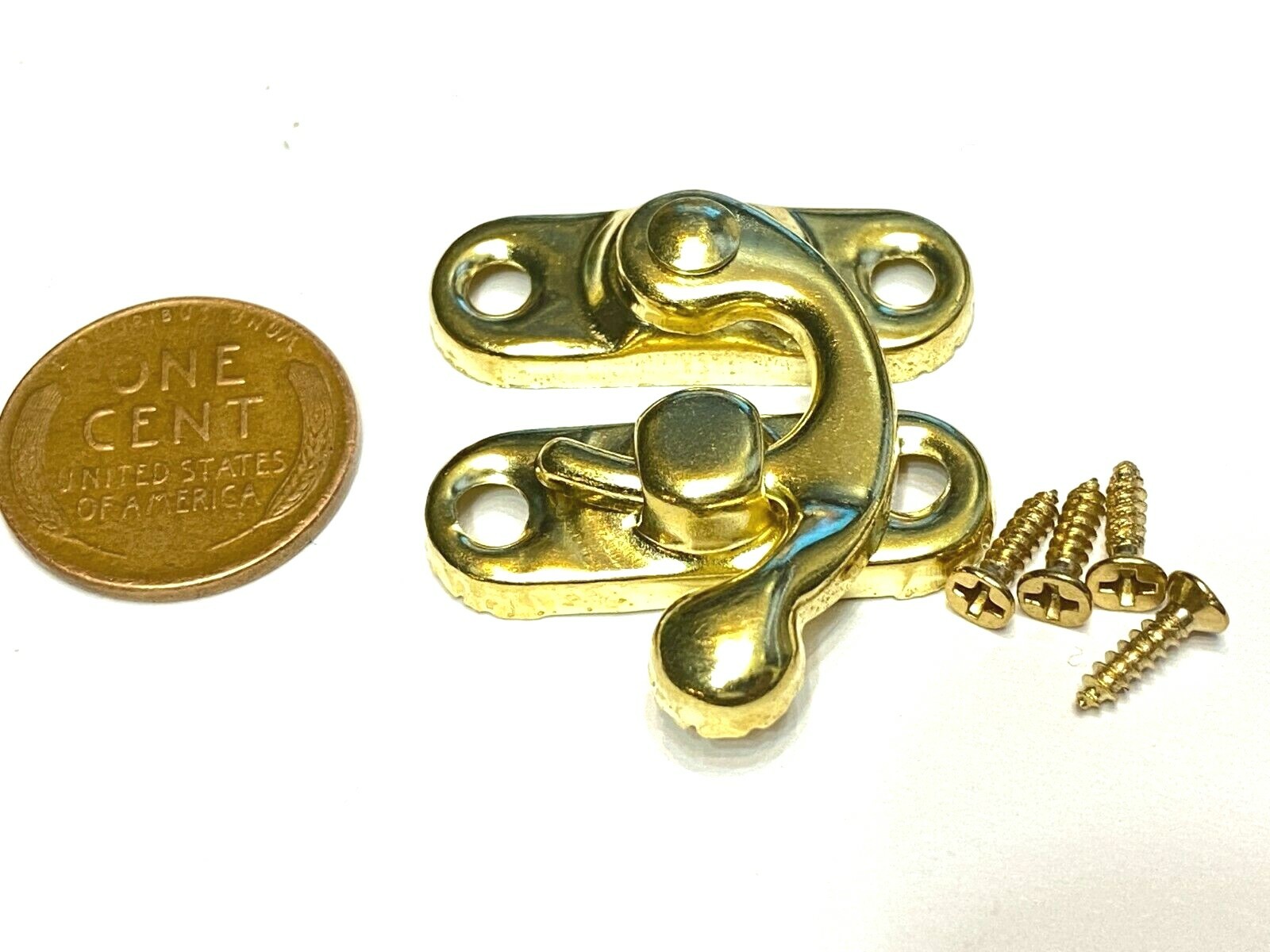 GOLD 33mm x 3.3cm x 2.7cm Latch clasp small mini doll house Antique hook C16