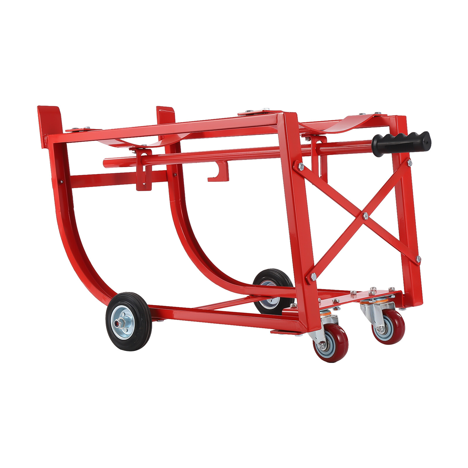 Drum Cradle With 4 Wheels, 55Gal Drum Cradle, 600lbs ,Red for Workshop&Factory