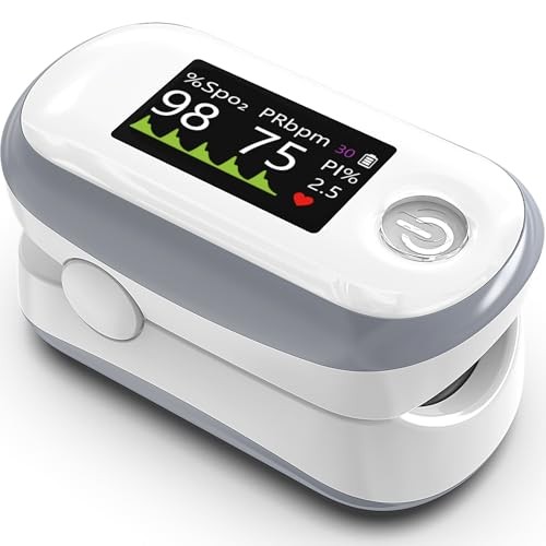 ALECAREMED PULSE OXIMETER 4 COLOR OLED DISPLAY OXYGEN MONITOR FINGERTIP - WHITE