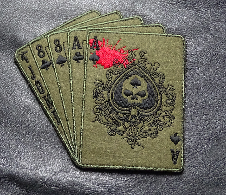 DEAD MAN'S HAND ACES OUT LAW ANARCHY MC IRON BIKER PATCH