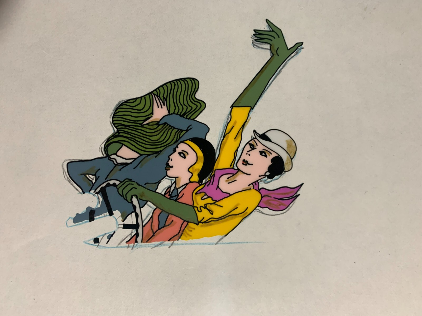 REALEMON Three Pretty Ladies Driving Buggy 12.5x10.5" Animation Cel SC11 L-22