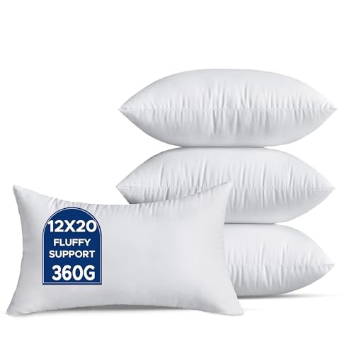 12 x 20 Throw Pillow Inserts Pack of 4 Small White 12 x 20 Inch Set of 4