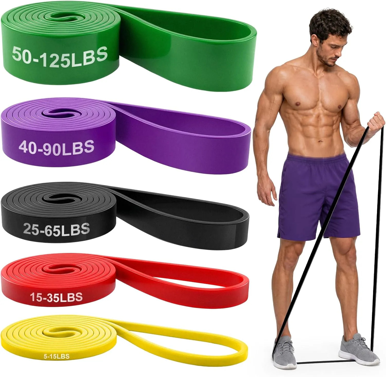 5 Levels Resistance Bands Set for Pull Up Assistance Workout Home Gym Exercise