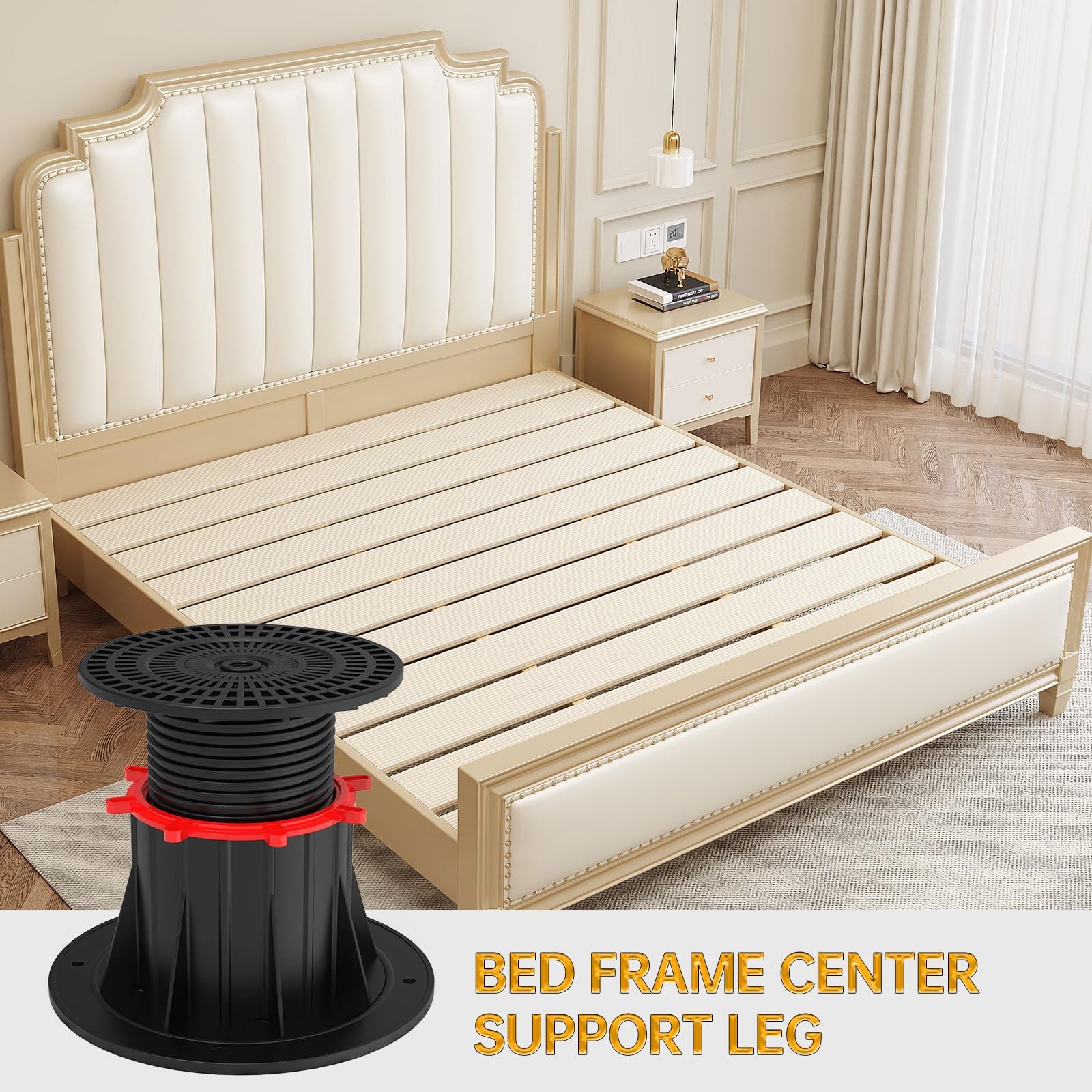 2 Pcs Adjustable Bed Frame Support Leg Bed Frame Center Slats Heavy Support L...