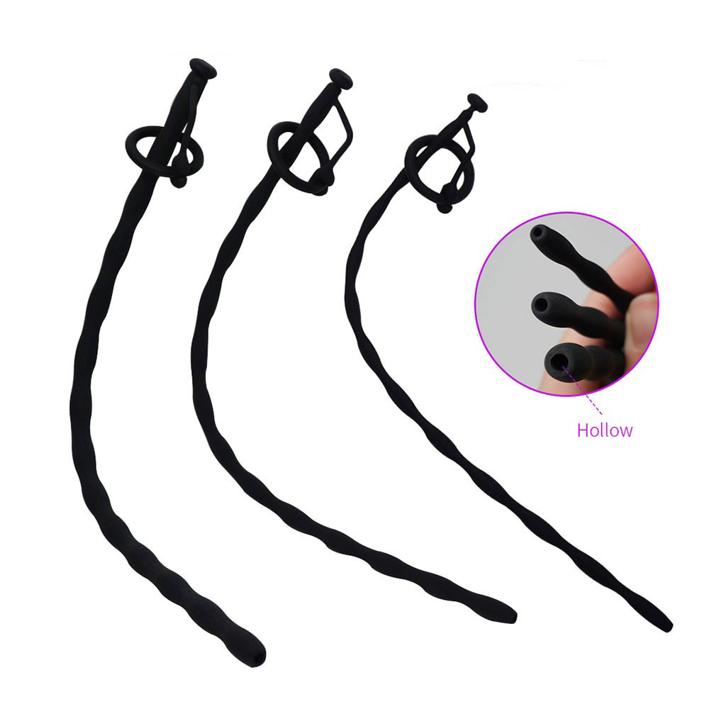 Urethral  Hollow Silicone Penis Plug Urethra Stretcher Stretching Dick Dilator