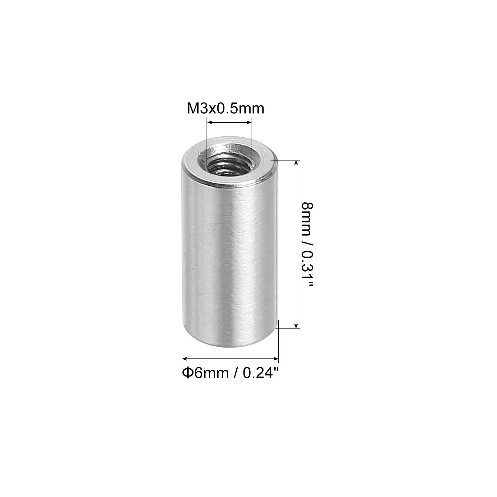 10Pcs Round Connector Nuts, M3x8x6mm Coupling Nut Sleeve Rod Bar Stud Nut
