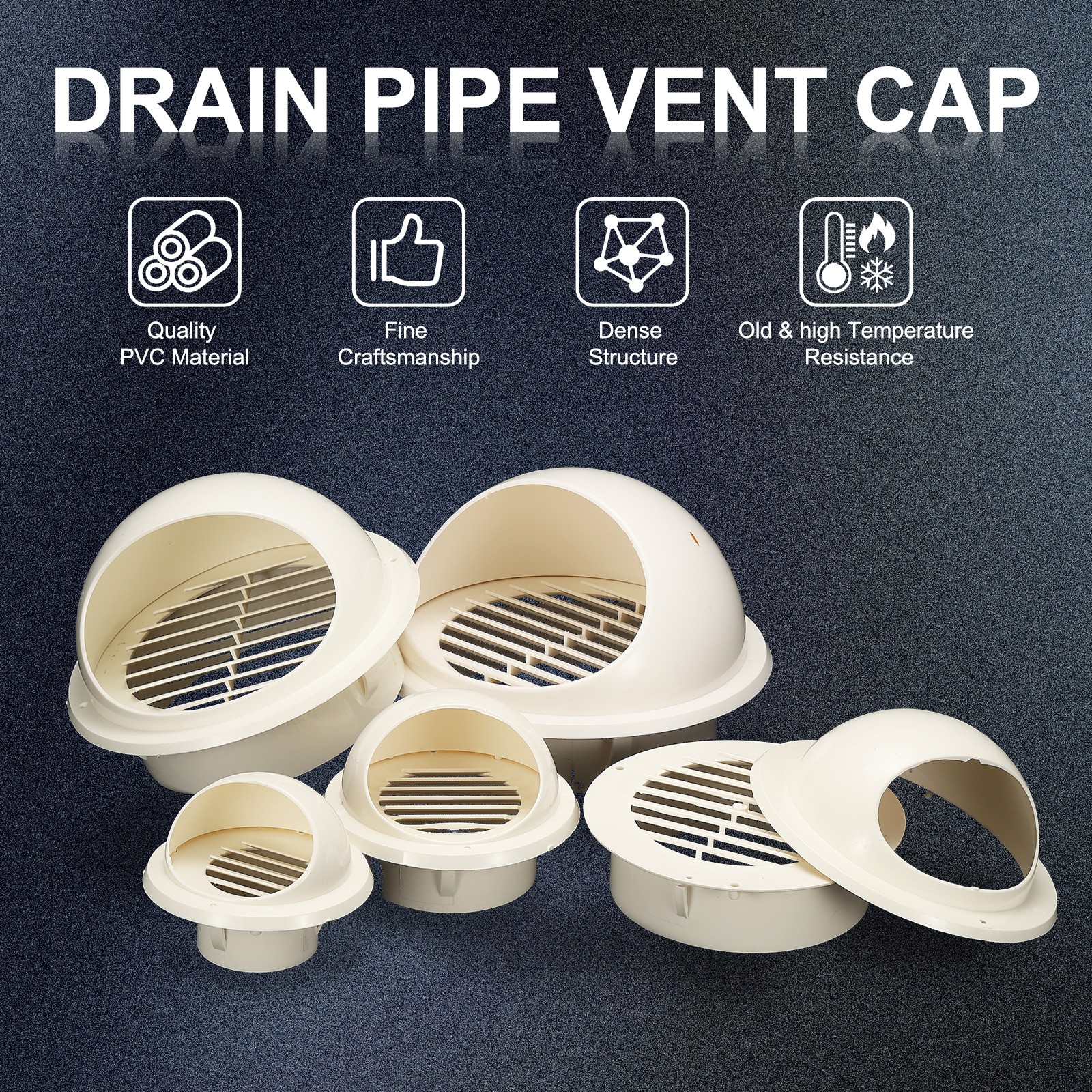 4" Round Soffit Air Vents, Removable Half Spherical Air Vent Cap, White