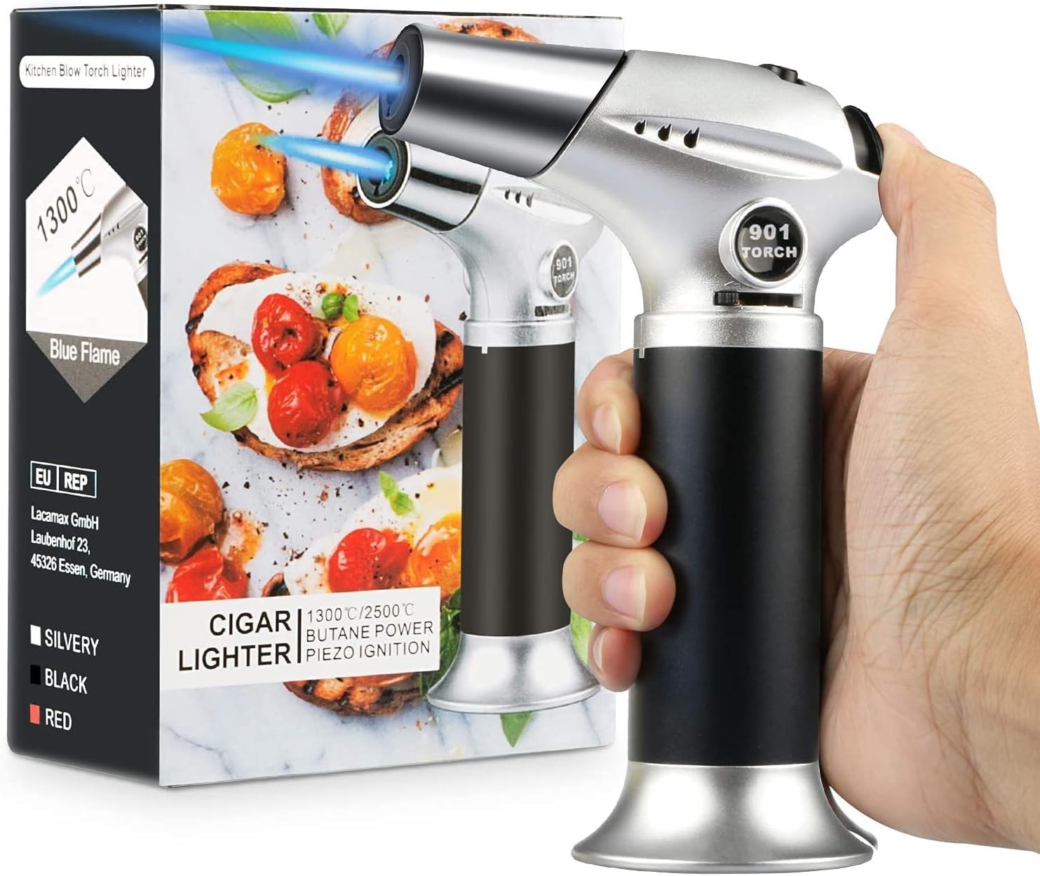 Refillable Culinary Blow Torch with Adjustable Flame for BBQ and Baking Tasks