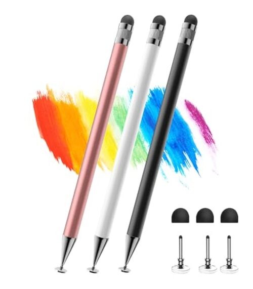 Stylus(3pcs), 2-in-1 Stylus Pen for Touch Screen, High Black+Pink+White