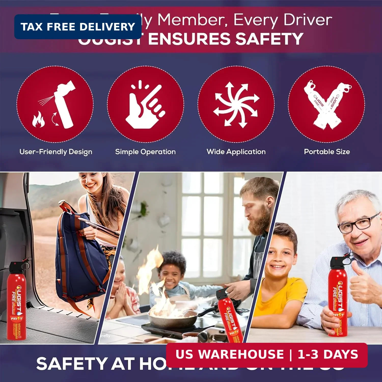 Multipurpose Fire Extinguisher (4 Pack, 21oz Each) with Wall Mount Bracket, Wate