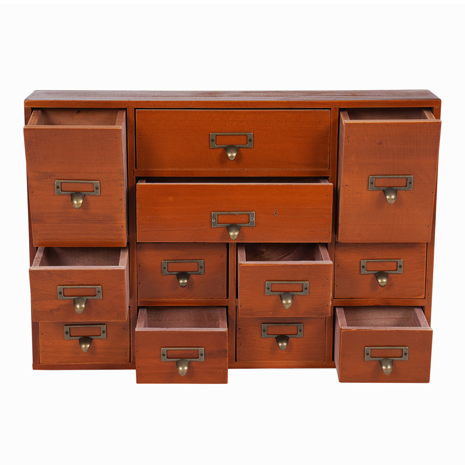 12-Drawer Wooden Desktop Organizer - Stylish Storage for Home & Office