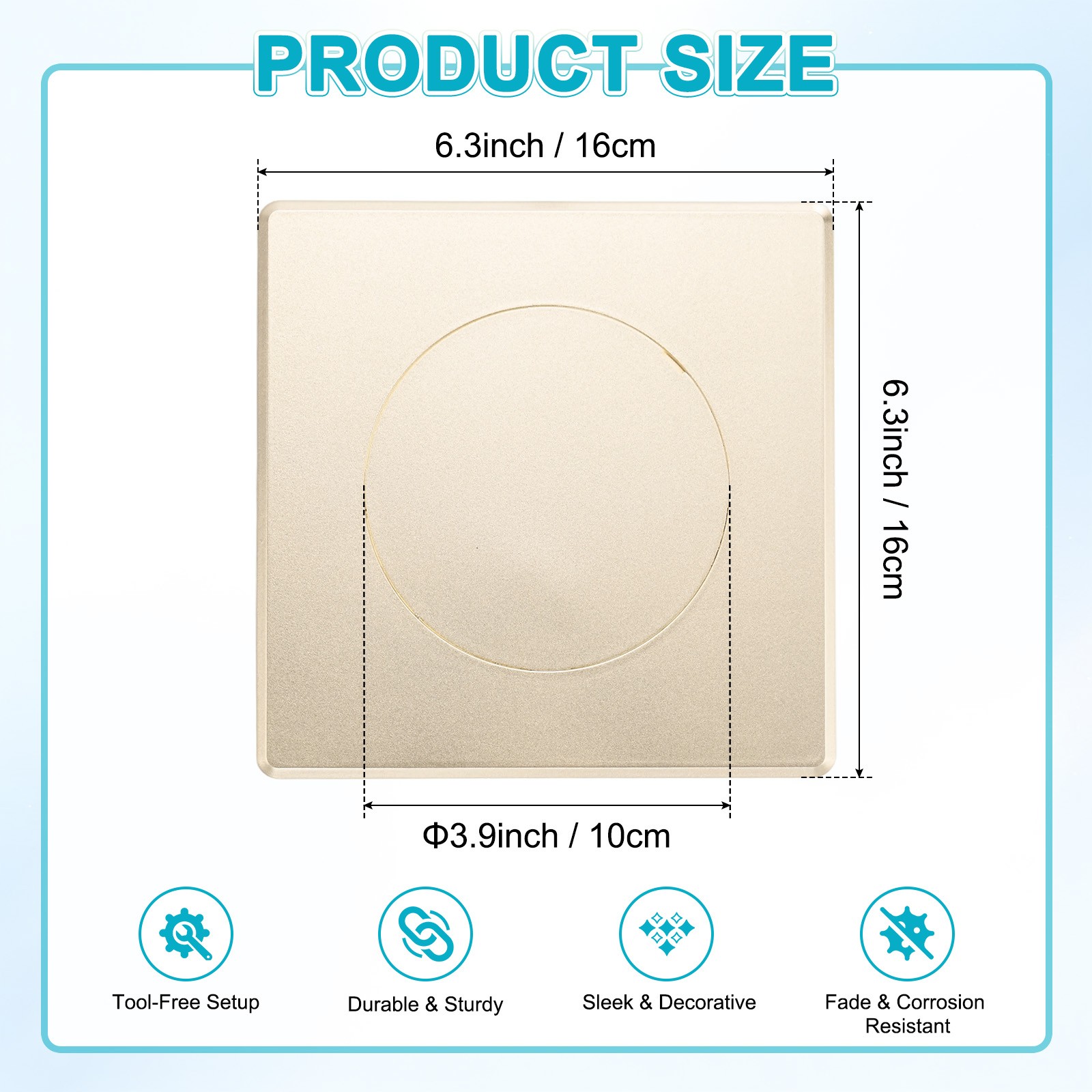 1-Pack Access Panel for Drywall, 4x4" Plastic Removable [Gold Tone, Round]