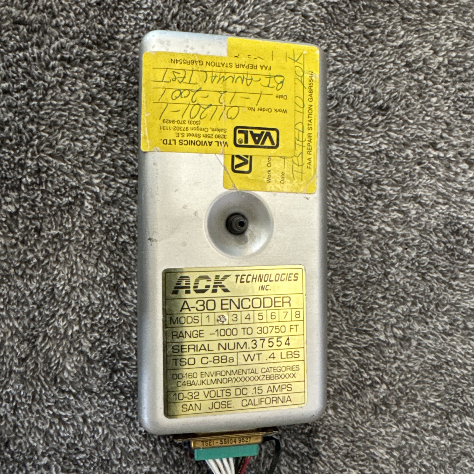 ACK A-30 ENCODER 10-32 VDC -1,000 TO 30,750 FEET WITH TRAY AND CONNECTOR MOD 2