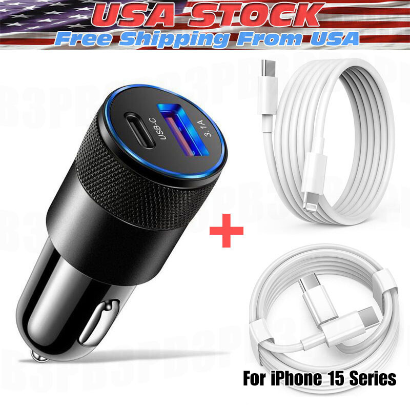 30W Fast Charge USB PD Type-C Car Charger Adapter For iPhone 15 14 13 12 Pro Max
