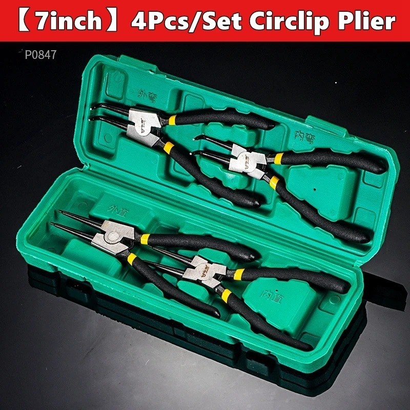 4Pcs 7" Internal/External Snap Ring Pliers Set Heavy Duty Circlip Pliers Kit