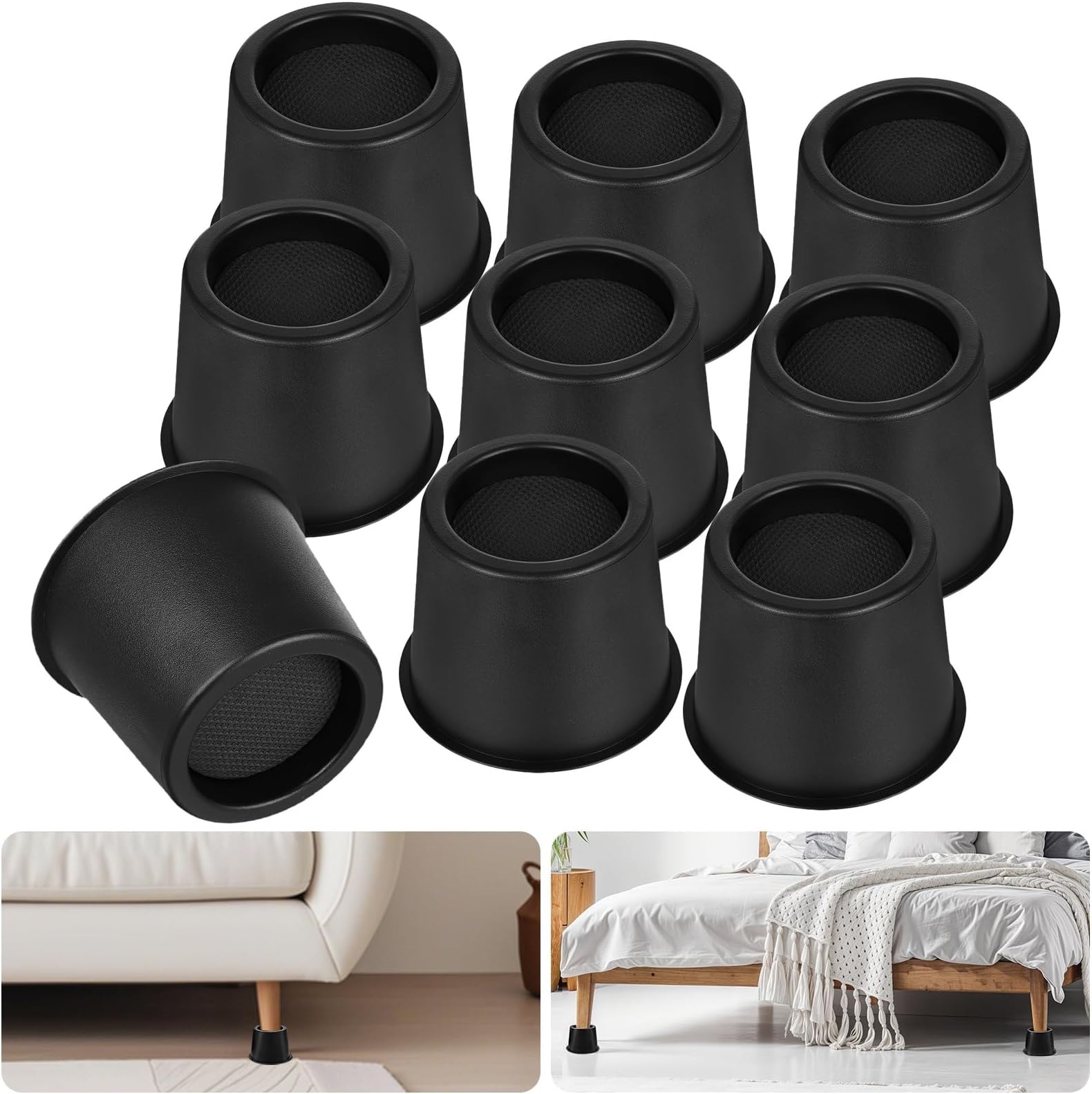 Yolev 9 Pack Bed Risers 4 inch Heavy Duty, Furniture Risers TableBed Lifts Ro...