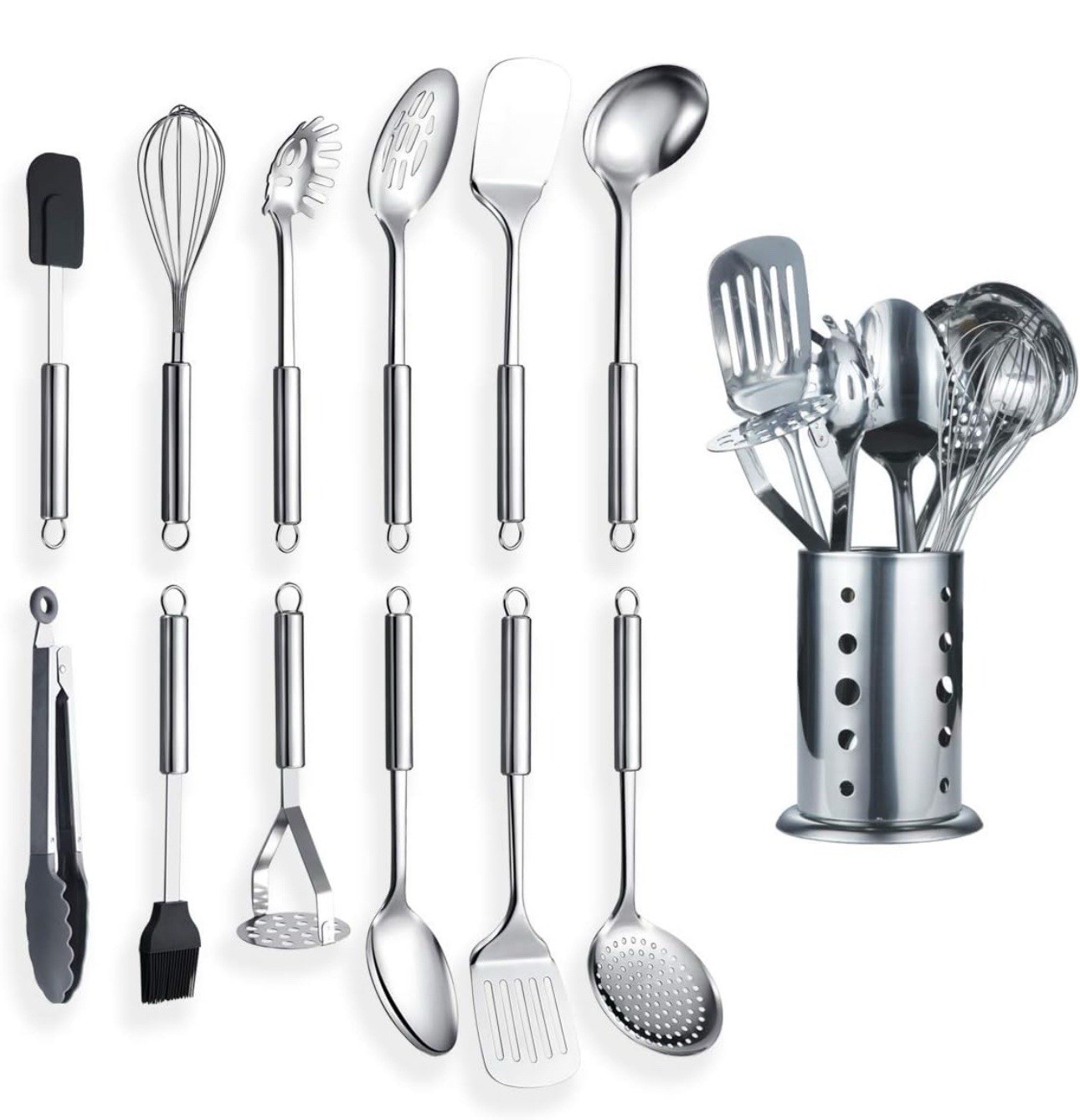 Berglander 13 Piece Stainless Steel Cooking Utensil /Kitchen Tool Set With Stand